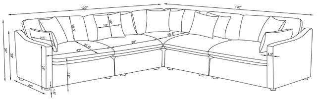 Coaster® Hobson 5-Piece Charcoal Upholstered Modular Sectional-2