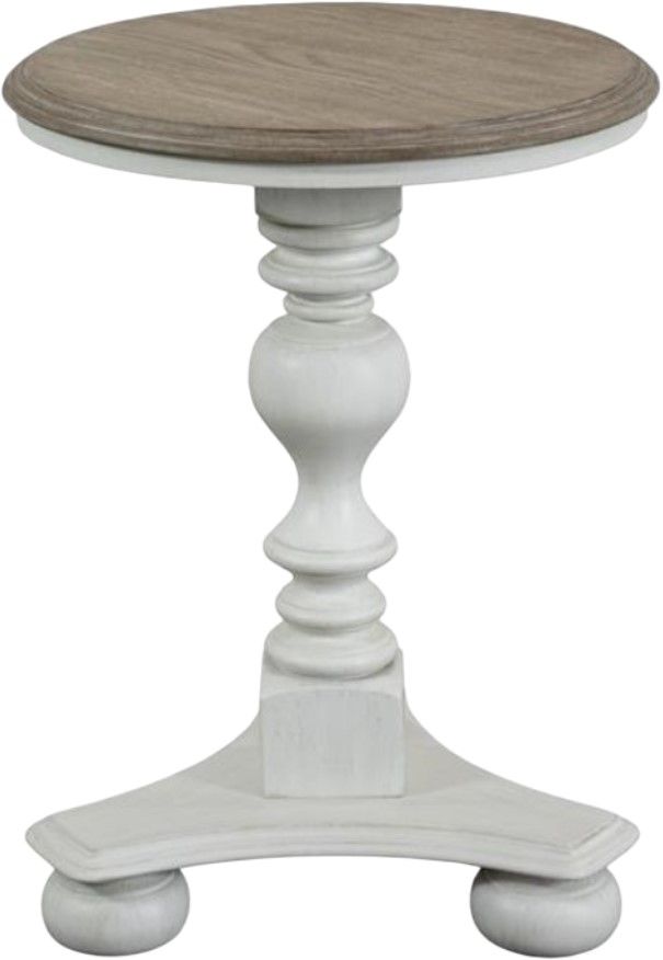 Riverside Furniture Jameson Antique Oak Side Table with Pale Taupe Base-1