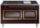 Ilve® Nostalgie II Noblesse 60'' Burgundy Pro Style Dual Fuel Range with Brass Trim-0