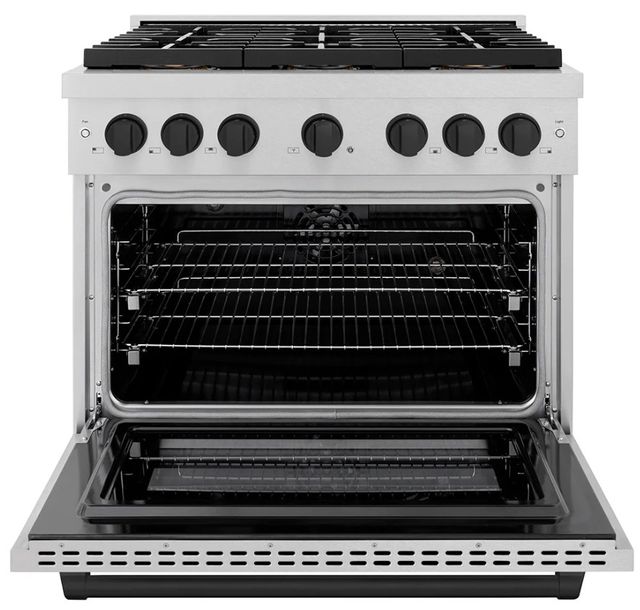 ZLINE Autograph Edition Paramount 36" 5.2 Cu. Ft. Satin Stainless Steel Dual Fuel Range with 6 Burner DuoPro™ Cooktop and Electric Convection Oven in Matte Black Accents-2