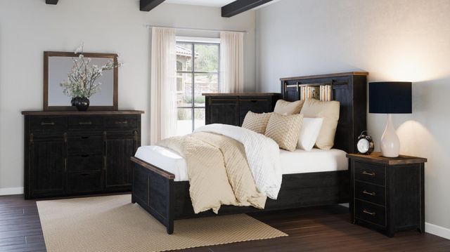 Jofran Inc. Madison County 4-Piece Vintage Black Queen Barn Door Bedroom Set-1