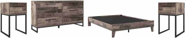 Signature Design by Ashley® Neilsville 4-Piece Multi Gray Queen Platform Panel Bed Set-0