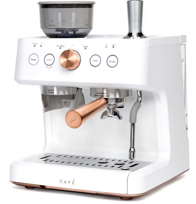 Café™ BELLISSIMO Matte White Semi Automatic Espresso Machine and Frother-2