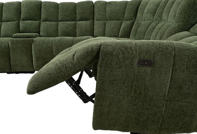 Furniture of America® Southwold 6-Piece Jade Green Power Reclining Sectional-3