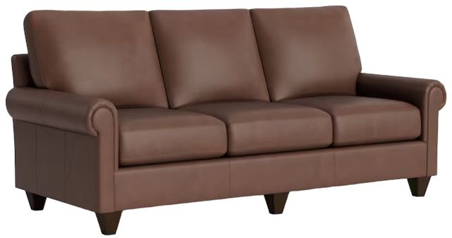 Bassett® Furniture Customizable Benchmade Premier Leather Panel Arm Sofa-0