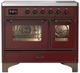Ilve® Majestic III 40" Burgundy Pro Style Induction Range with Triple Glass Door and Burnished Trim-0