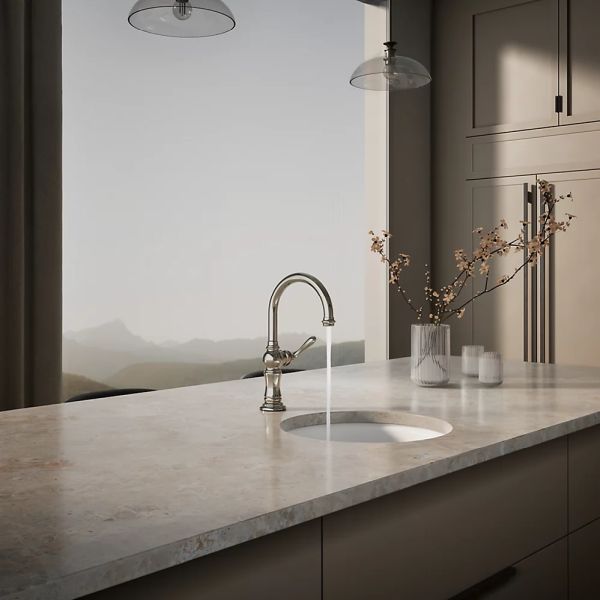 KOHLER® Artifacts® Vibrant Polished Nickel Single-Handle High-Arc Kitchen Sink Faucet-2