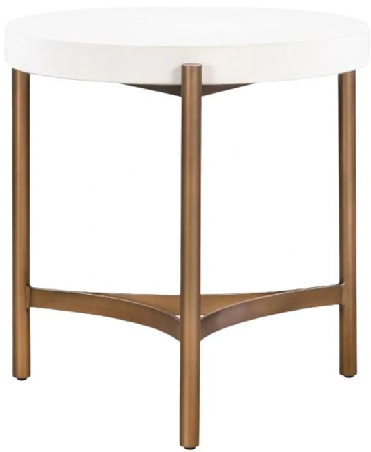 Modus Furniture Lyon White Side Table with Brushed Bronze Base-2