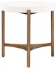 Modus Furniture Lyon White Side Table with Brushed Bronze Base-2