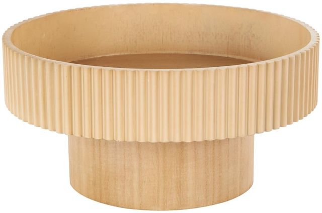 Deco Marche Light Brown Ribbed Decorative Bowl with Elevated Base-0