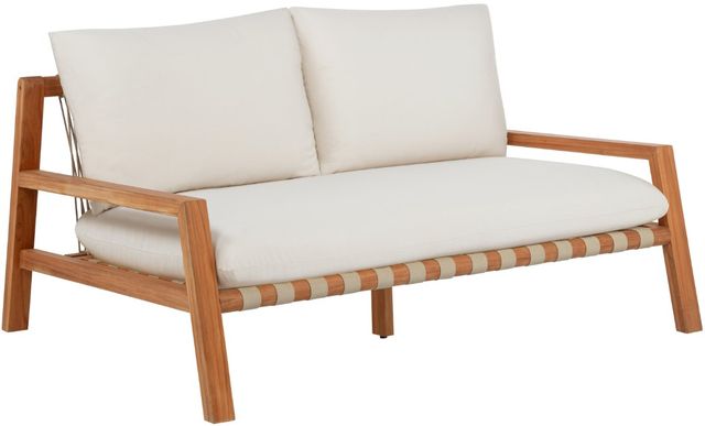 Linon Charlotte Brown/Off-White Fabric/Teak Bench-0
