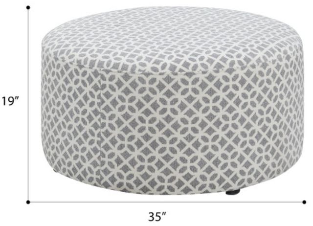 Emerald Home Walker Gray/White Round Ottoman-2