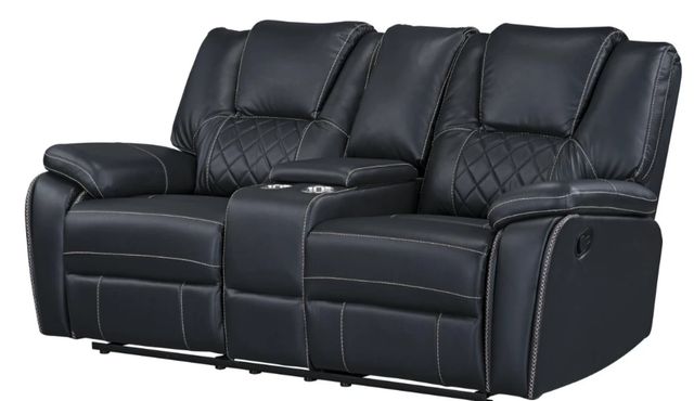 Inspired Home 4036 Diamante Black Manual Reclining Loveseat-1