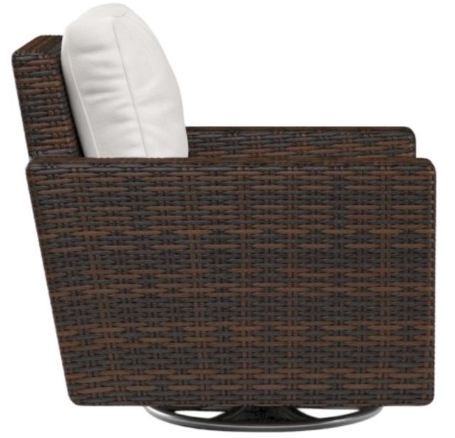 Sunset West Montecito Cognac Resin Wicker Outdoor Swivel Club Chair with Canvas Flax Cushion-1