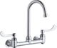 Elkay Chrome Scrub/Handwash 8" Centerset Wall Mount Faucet with 5" Gooseneck Spout and 4" Wristblade Handles-0