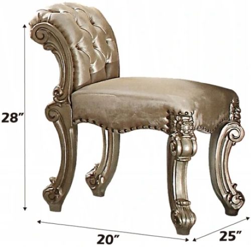 ACME Furniture Vendome Bone/Gold Patina Vanity Stool-1