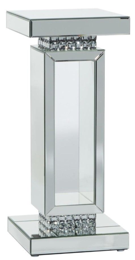 Deco Marche USelect Silver Glass Mirrored Side End Pedestal Table-0