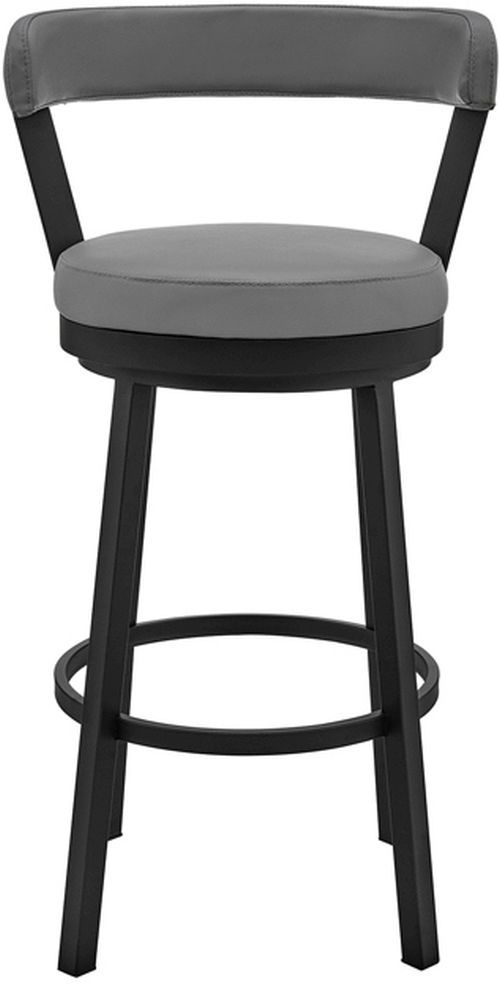 Armen Living Bryant Gray/Matte Black Swivel Bar Stool-3