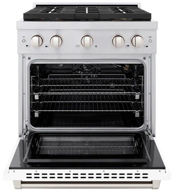 ZLINE Paramount 30" 4.2 Cu. Ft. Stainless Steel Gas Range with 4 Burner DuoPro™ Cooktop and Convection Gas Oven with White Matte Door-3