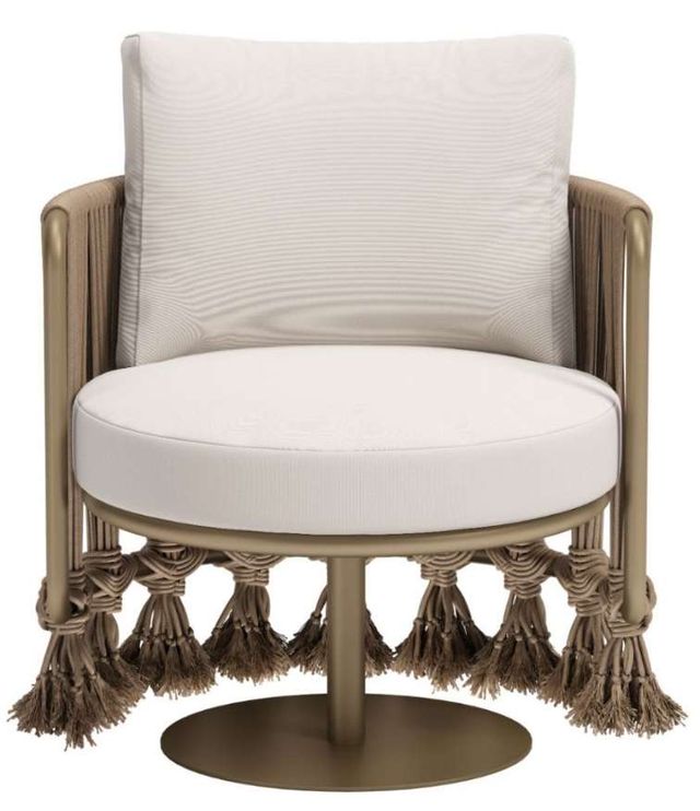 Zuo® Modern Uzel Brown/White Aluminum Fabric Outdoor Accent Chair-1