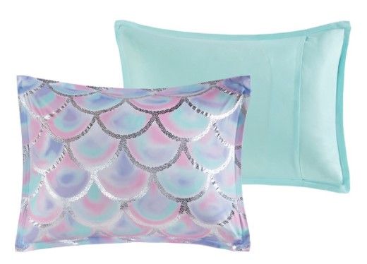Olliix by Mi Zone Pearl Aqua and Purple Full/Queen Metallic Printed Reversible Comforter Set-1