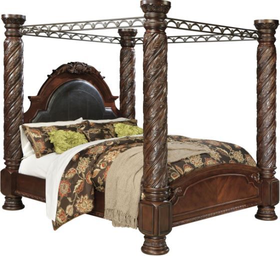 Millennium® by Ashley® North Shore 4-Piece Dark Brown King Poster Bed Set-1
