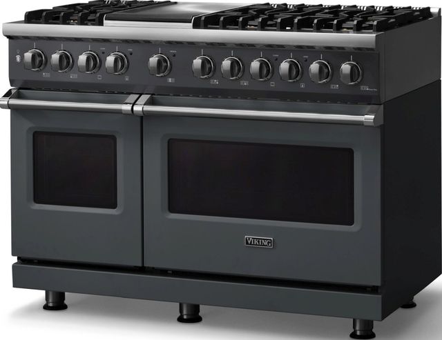 Viking® 5 Series 48" Cast Black Pro Style Dual Fuel (LP) Range with Polished Chrome Trim-3