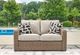 Signature Design by Ashley® Beachcroft Beige/Brown Aluminum/Resin Outdoor Loveseat with Cushion-4