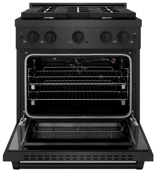 ZLINE Paramount 30" 4.2 Cu. Ft. Black Satin Stainless Steel Gas Range with 4 Burner Cooktop and Convection Gas Oven-1