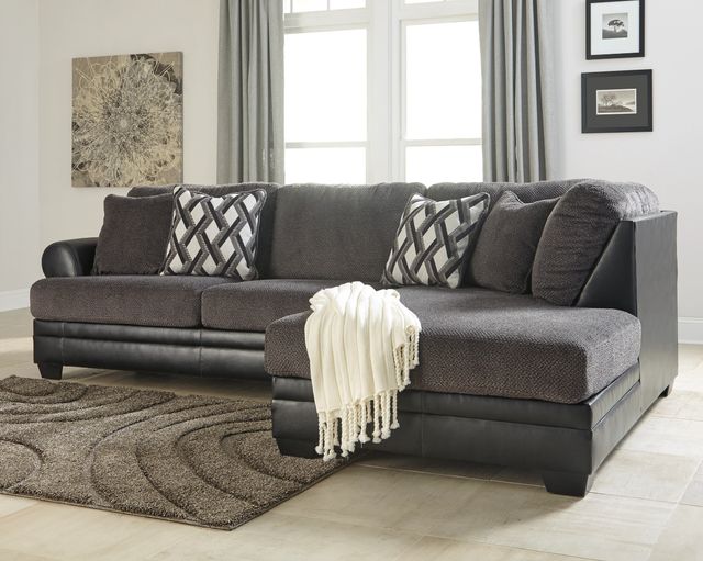 Benchcraft® Kumasi 2-Piece Smoke Right-Arm Facing Sofa Sectional and Chaise-1