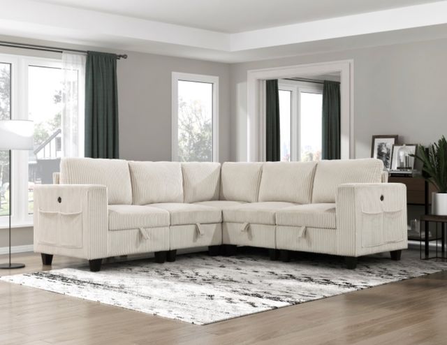 Homelegance® Walterboro 5-Piece Beige L-Shape Sectional-1