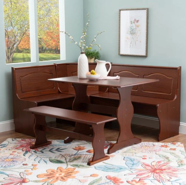 Linon Chelsea 3-Piece Walnut Nook Set-1