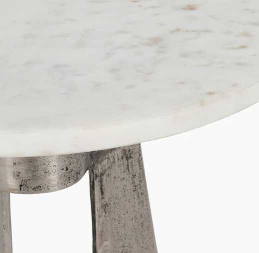 Classic Home Leyton White Accent Table with Silver Base-3