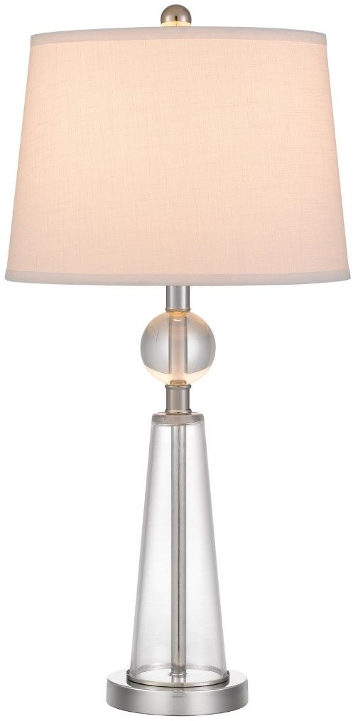 Cal® Lighting & Accessories Reverse Torch 2-Piece Brushed Steel Table Lamp Set-1