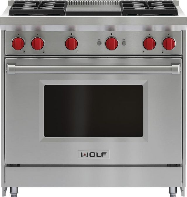 Wolf® 36" Stainless Steel Pro Style Natural Gas Range-0