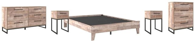 Signature Design by Ashley® Neilsville 5-Piece Whitewash Queen Platform Bed Set-0