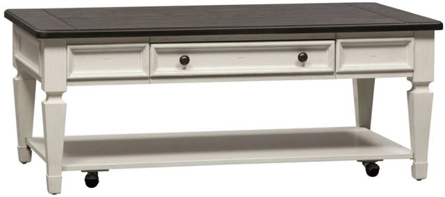 Clearance Liberty Furniture Allyson Park Charcoal Cocktail Table with Wirebrushed White Base-2
