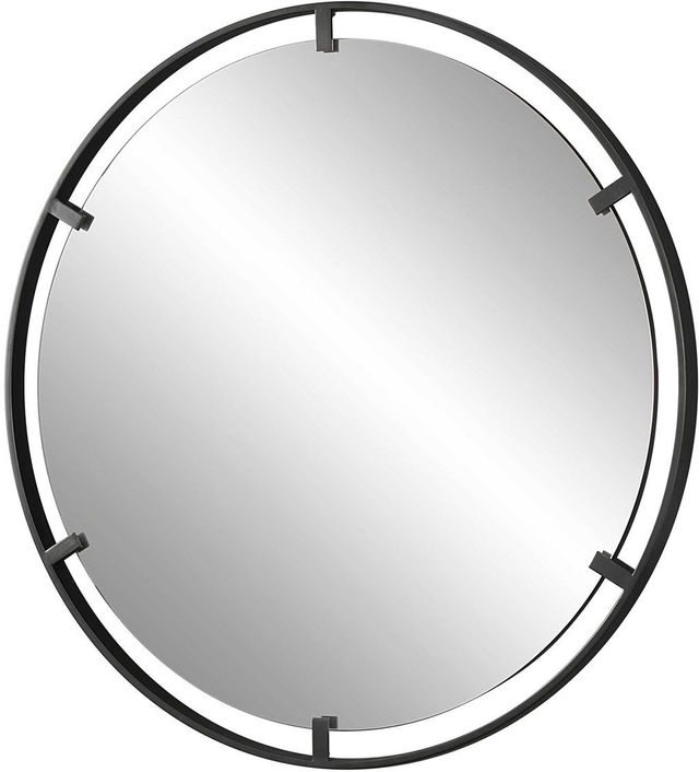 Uttermost® Cashel Satin Black Round Mirror-3