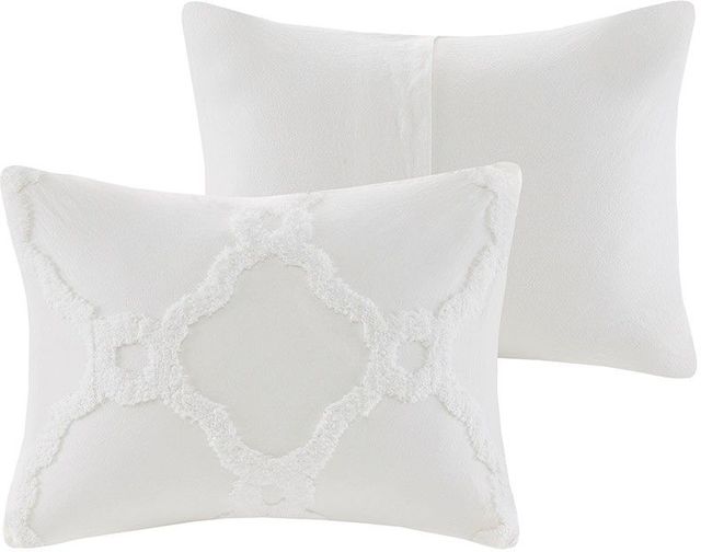 Olliix by Madison Park 3 Piece White King/California King Pacey Tufted Cotton Chenille Geometric Comforter Set-3