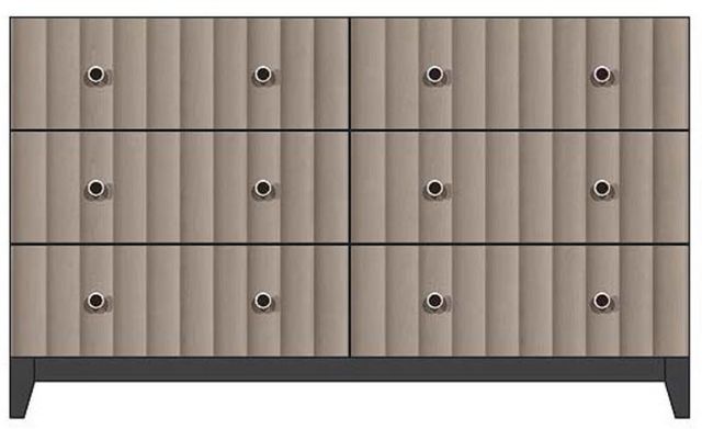 Country View Woodworking Customizable American Modern 56" 6-Drawer Silver Knob Wood Legs Dresser-0