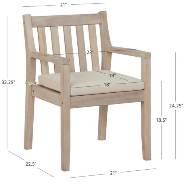 Linon Svana 2-Piece Beige/Natural Fabric/Wood Outdoor Dining Chair Set-2
