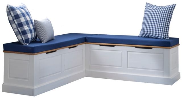Linon Norah 2-Piece Natural White/Navy Nook with Cushion Set-0