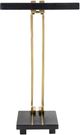 A & B Home Black Marble C-Shaped Side Table with Gold Frame -2