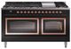 Ilve® Nostalgie II Noblesse 60'' Glossy Black Pro Style Dual Fuel Range with Copper Trim-0