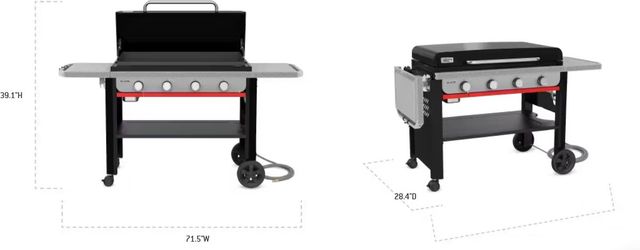 Weber® Slate® 36" 4-Burner Black Rust-Resistant Outdoor Freestanding Natural Gas Griddle-1