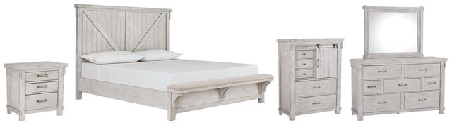 Signature Design by Ashley® Brashland 5-Piece White King Panel Bed Set-0