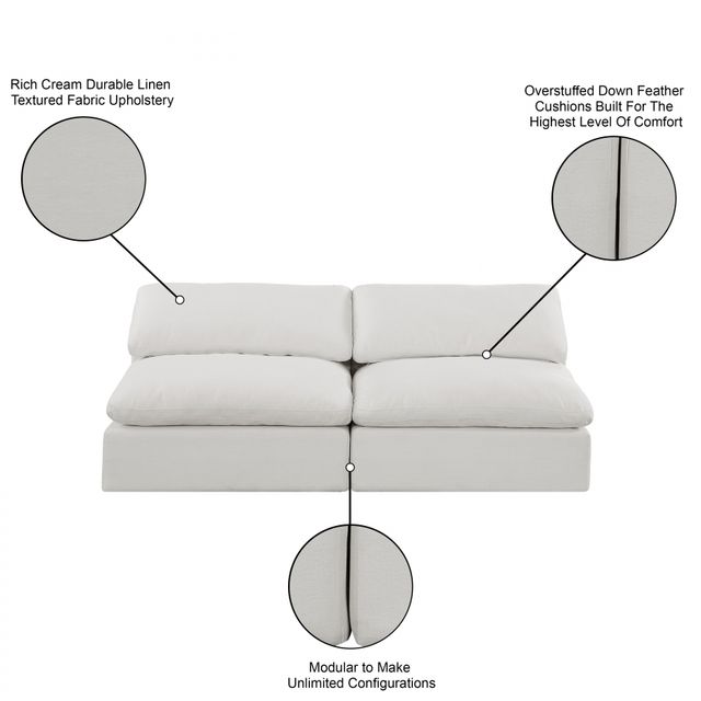 Meridian Furniture Comfy 2-Piece Cream Armless Modular Sectional-3