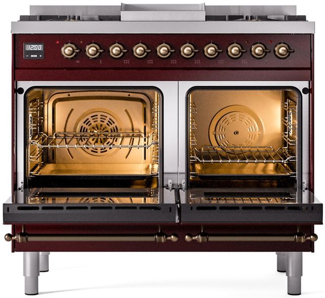 Ilve® Nostalgie II Series 40" Burgundy Pro Style Dual Fuel Range-1