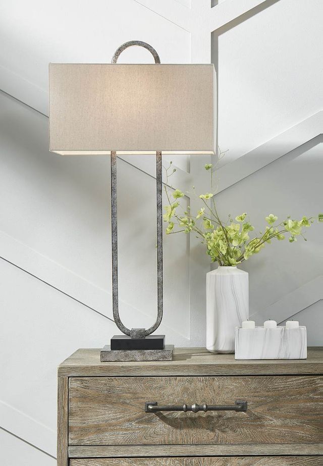 Signature Design by Ashley® Bennish Antique Silver/White Table Lamp-2