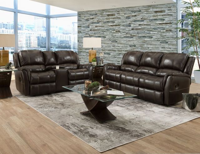 Homestretch Walnut Glider Reclining Loveseat with Console-1